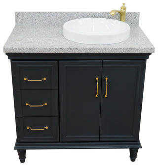 37" Single Vanity, Dark Gray Finish With Gray Granite