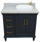 37" Single Vanity, Dark Gray Finish With Gray Granite