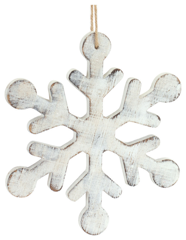 Wood Snowflake Ornament, 12-Piece Set