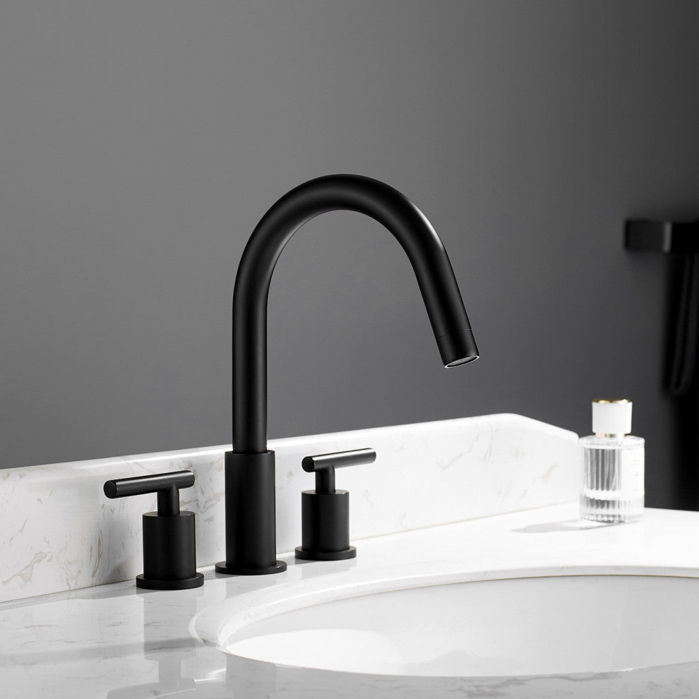 Lodosa Widespread Bathroom Basin Sink Faucet, Matte Black