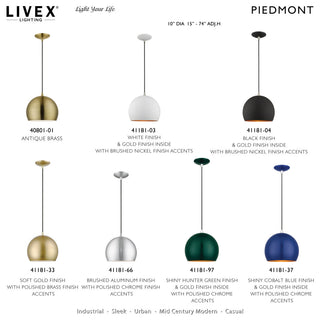 Piedmont 1-Light Shiny Hunter Green Globe Pendant