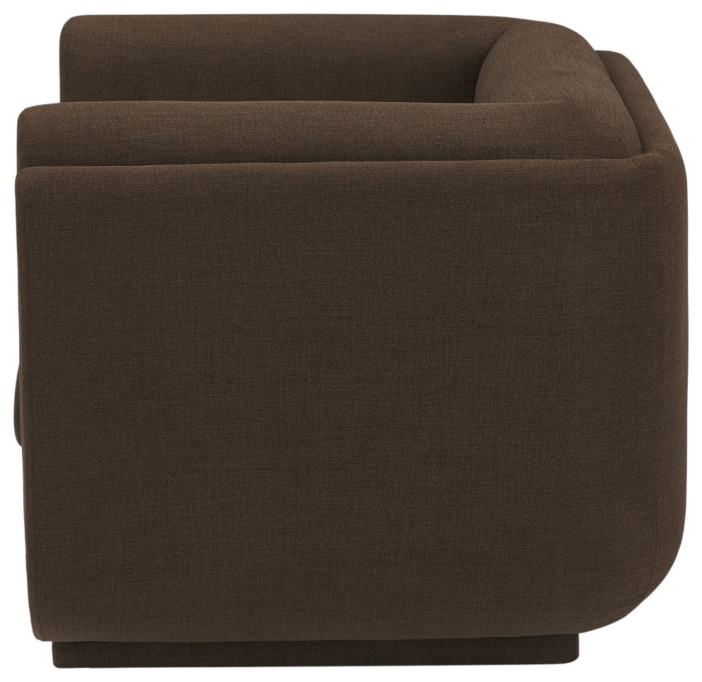 Kimora Linen Textured Fabric Upholstered Chair, Brown