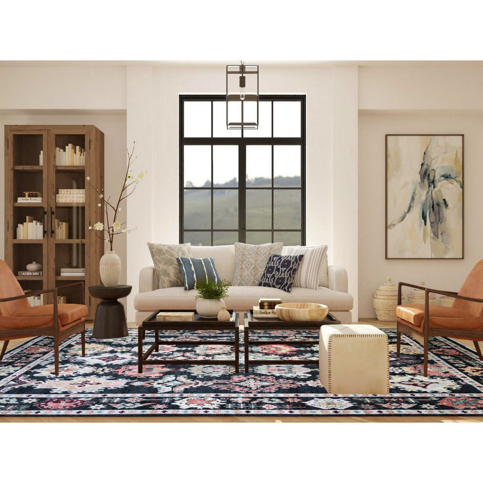 Gunmetal Black Afghan Angora Oushak Wool Hand Knotted Oriental Rug 9'x11'11"