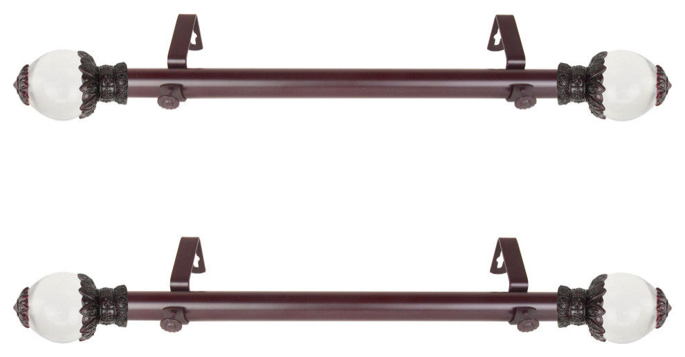 Glossy Side Curtain Rods 12-20", Mahogany