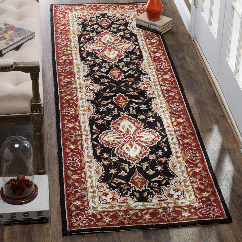 Safavieh Easy Care Collection EZC718 Rug, Black/Red, 2'6"x10'