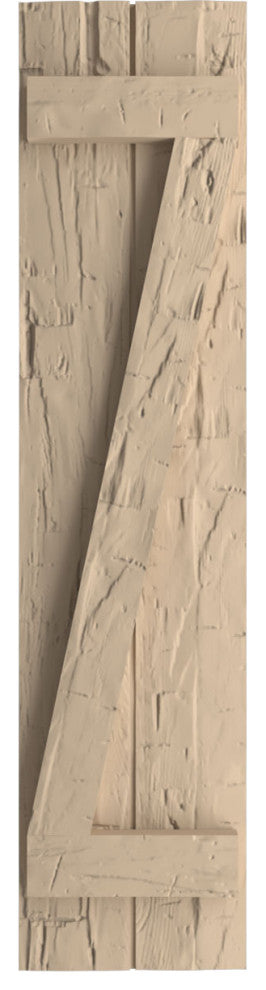 Rustic 2 Board Joined B-N-B Faux Wood Shutters, Hand Hewn, 11x62"