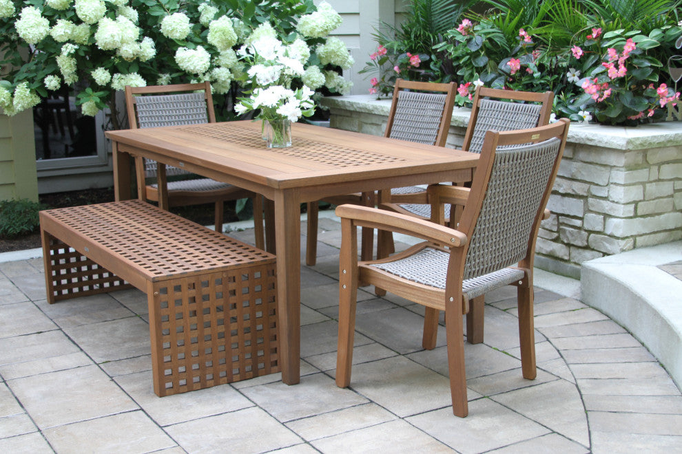 6-Piece Checkerboard Dining Set With Wicker Chairs
