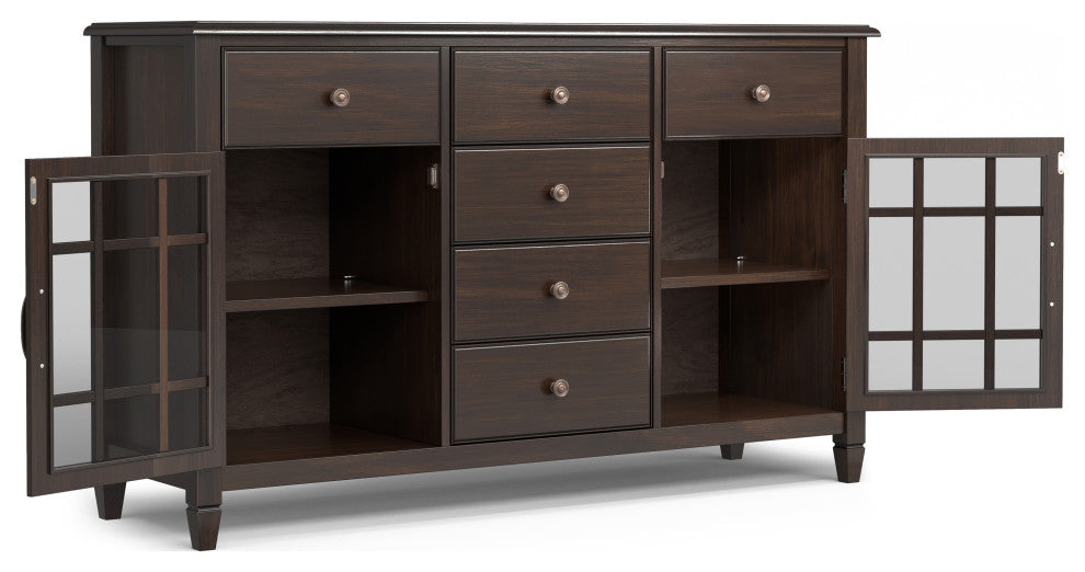 Connaught Solid Wood Sideboard Buffet, Chestnut Brown