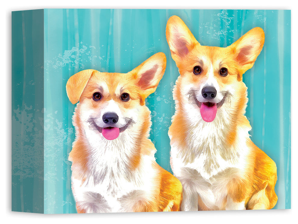 Corgi Dog Pals 8x10 Canvas Wall Art