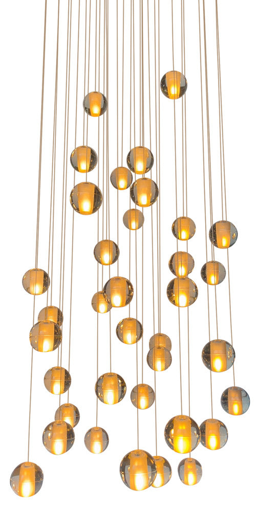 Orion 36 Light Floating Glass LED Chandelier, Round Canopy, Black