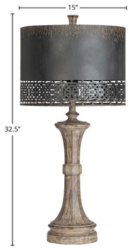 Manchester 33" Table Lamp Set With Metal Drum Shade, Brown