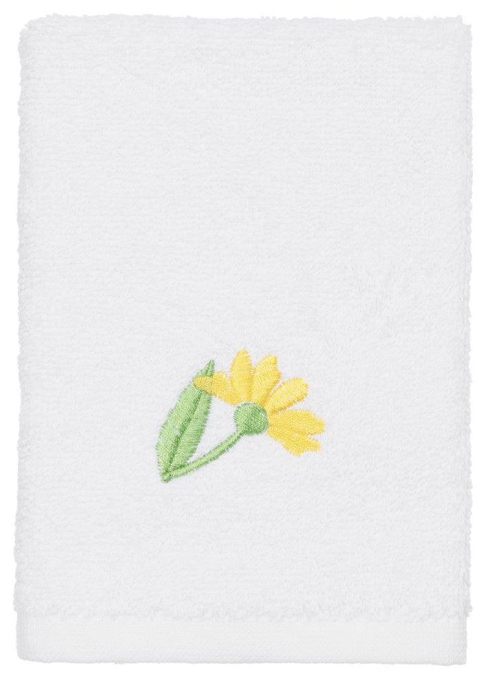 Linum Home Textiles Turkish Cotton Daisy 3-Piece Embellished Towel Set, White