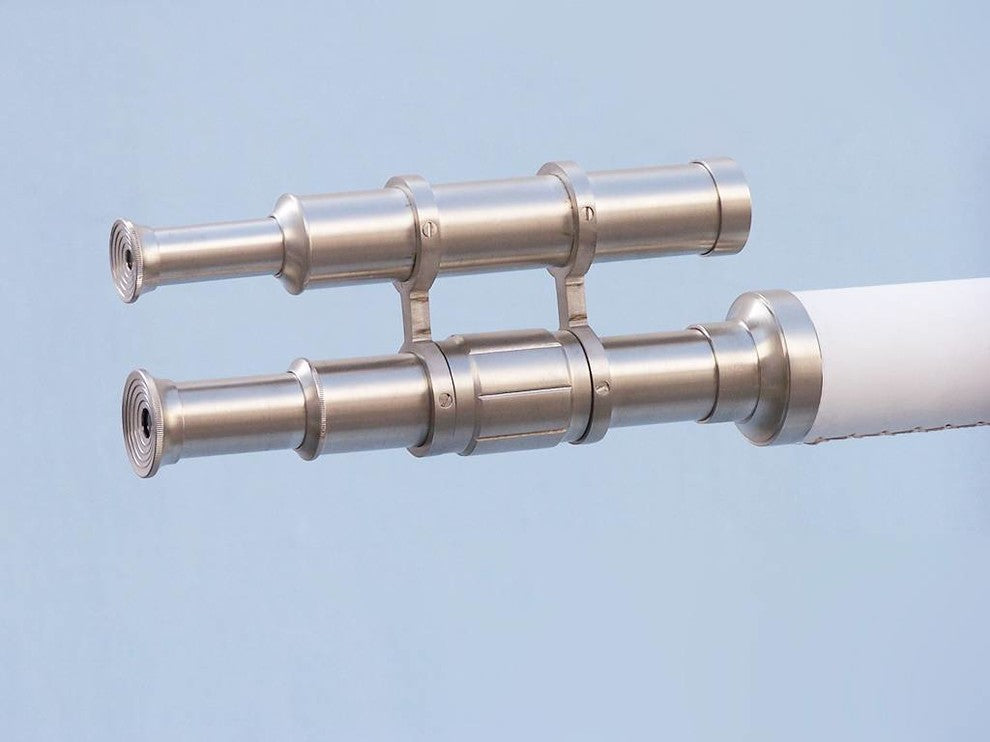 Floor Standing Brushed Nickel With White Leather Griffith Astro Telescope 65''