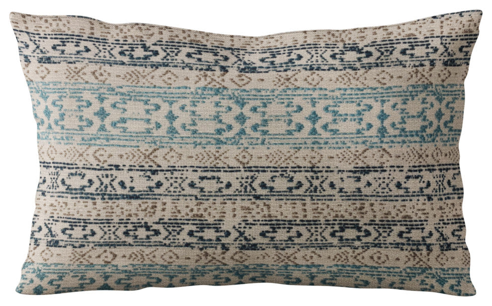 Plutus Blue Mayan Stripe Luxury Throw Pillow, 16"x16"
