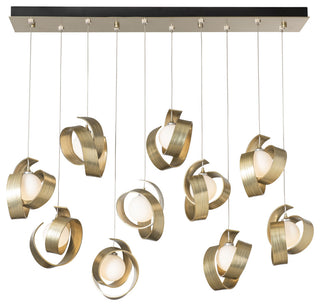 Riza 10-Light Pendant Modern Brass Opal Glass Standard