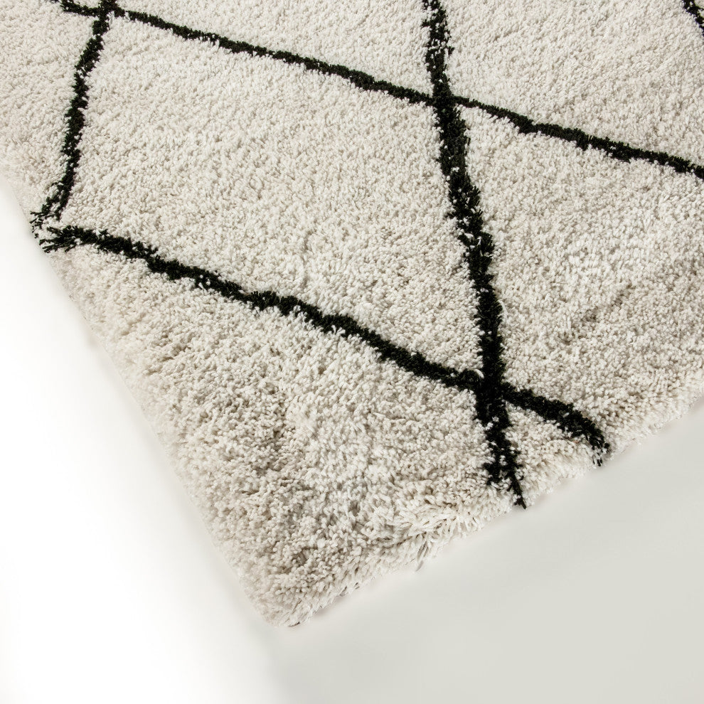 Shag Style Diamond Trellis Area Rug, 5' X 7'