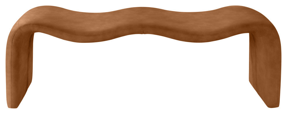 Willow Upholstered Bench, Cognac, Vegan Leather