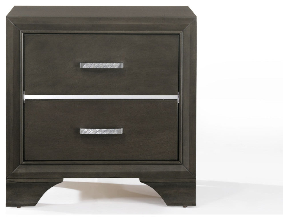 Acme Caren 2-Drawer Nightstand, Charcoal