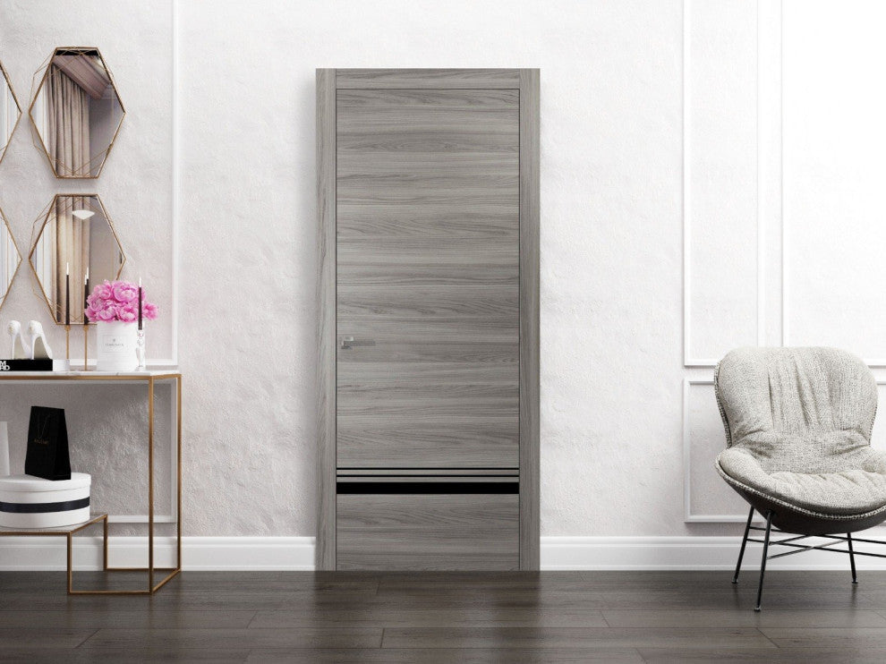 Solid French Door 36 x 80 | Planum 0012 Grey Matte with| Bathroom
