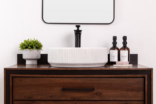 Natural Stone Vessel Bathroom Sink, Burj Blanc Marble