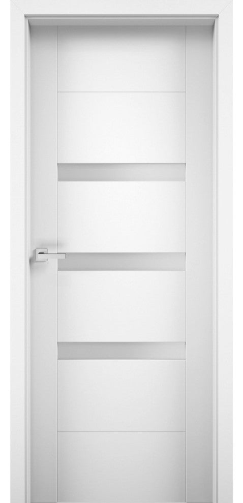 Solid French Door Opaque Glass / Sete 6900 White Silk / Modern Doors -42x96