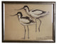 Two Black And White Water Birds, Silver Frame