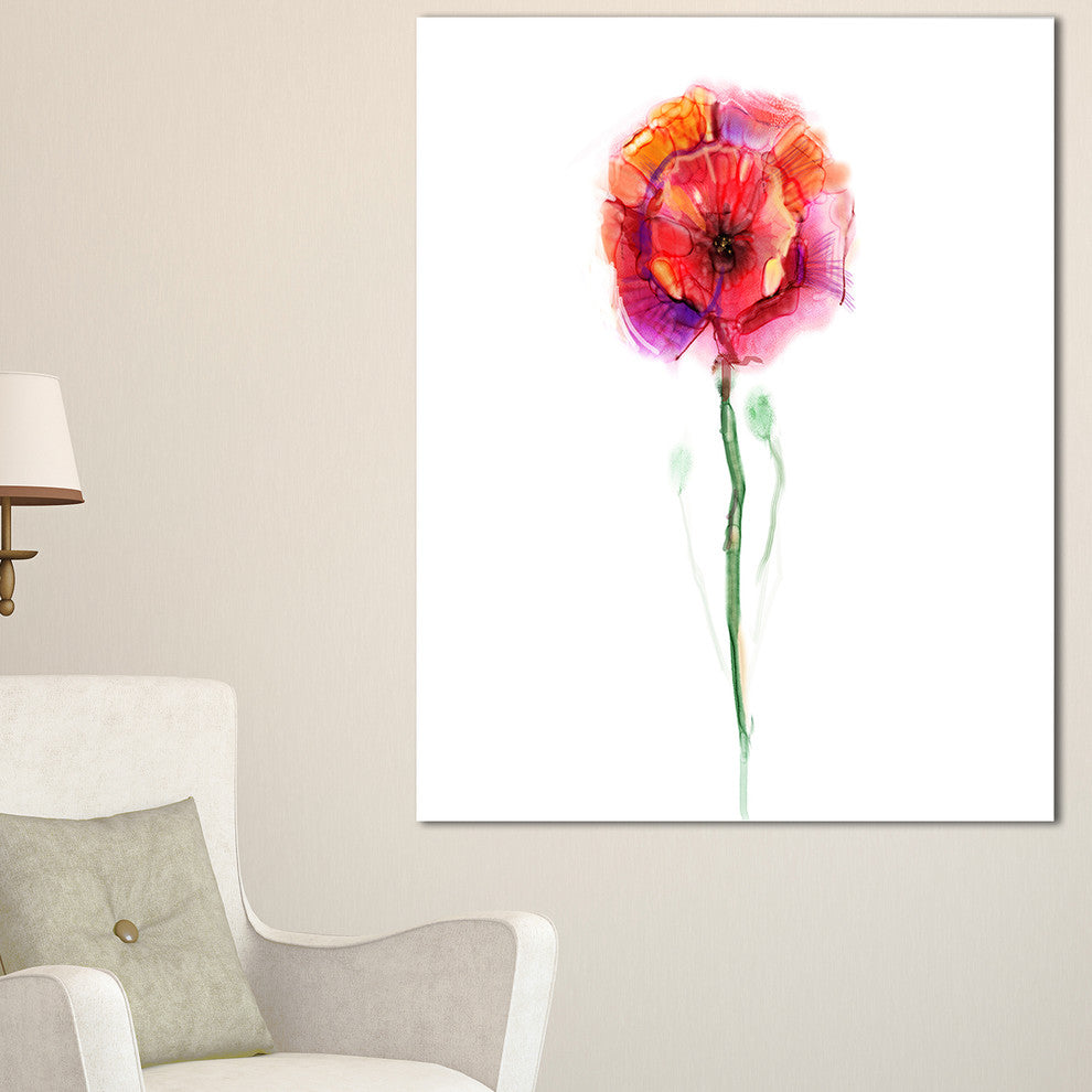 "Isolated Poppy Flower in Full Bloom" Flower Canvas Wall Art, 20"x40"