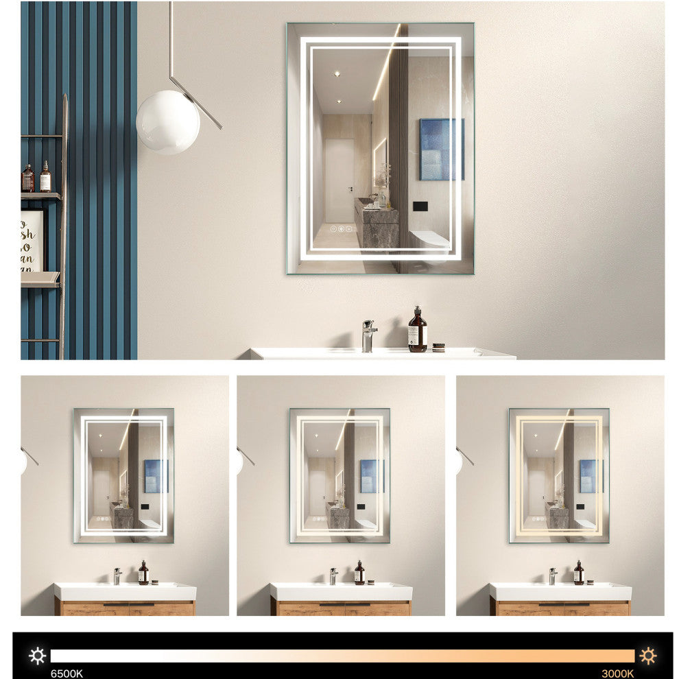 24" x 32" Rectangular Touch Switch Wall Mounted LED Bathroom Mirror