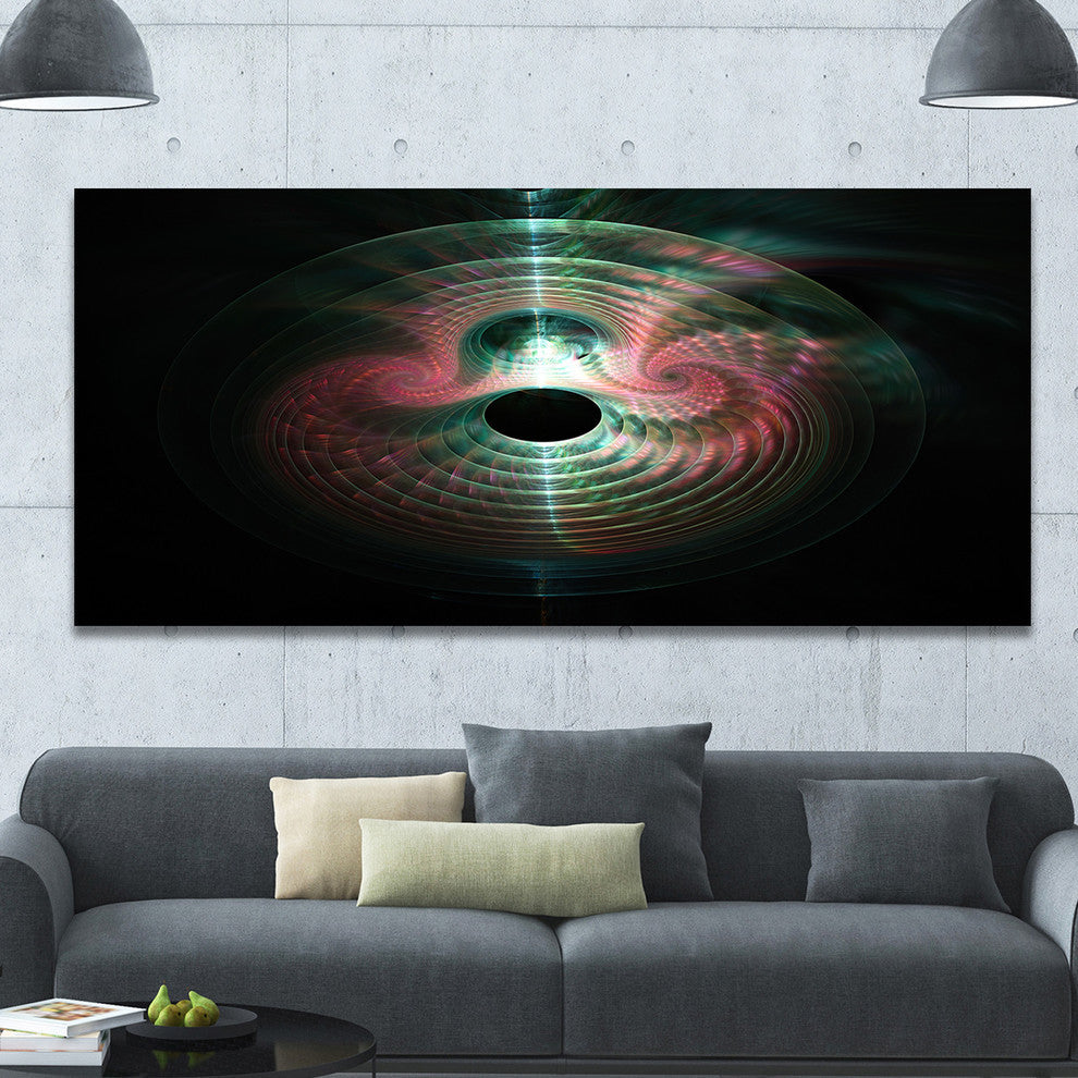 Green Pink Magical Lights, Oversized Abstract Canvas Art Print, 60x28