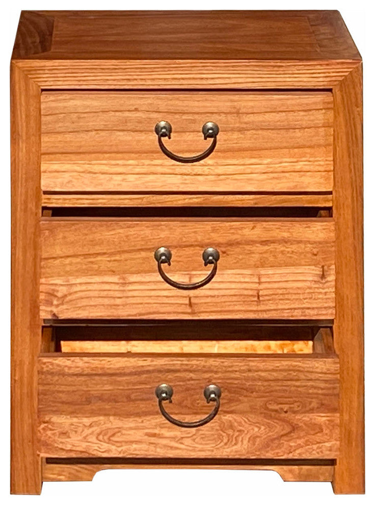 Oriental Brown Stain 3 Drawers End Table Nightstand Cabinet Hcs7105