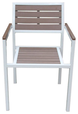 Meldecco-Winston Patio Dining Chair, White/Brown