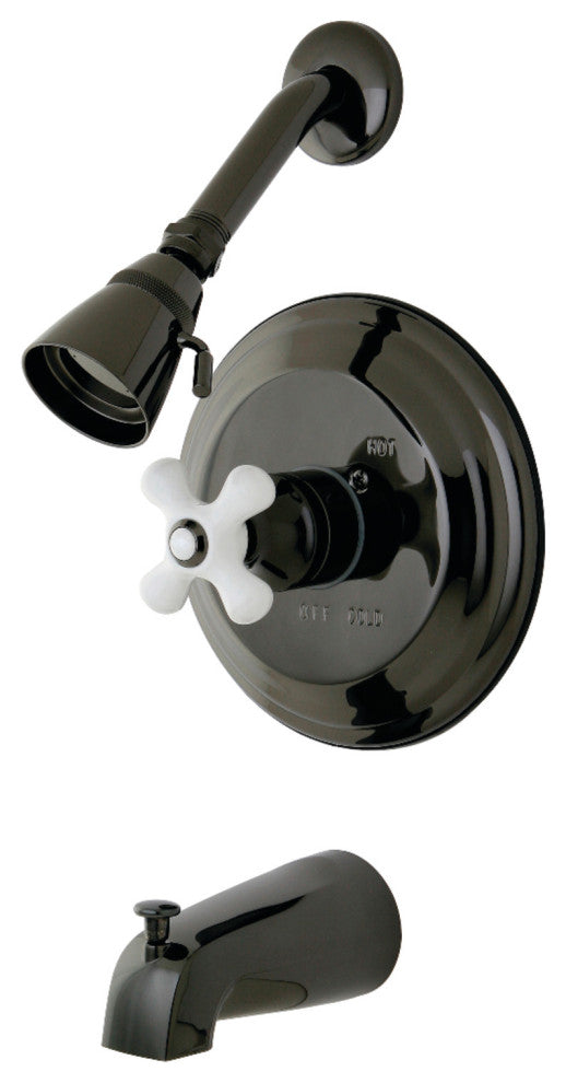 Kingston Pressure Balanced Tub/Shower Faucet w/Handle, Black Stainless Steel
