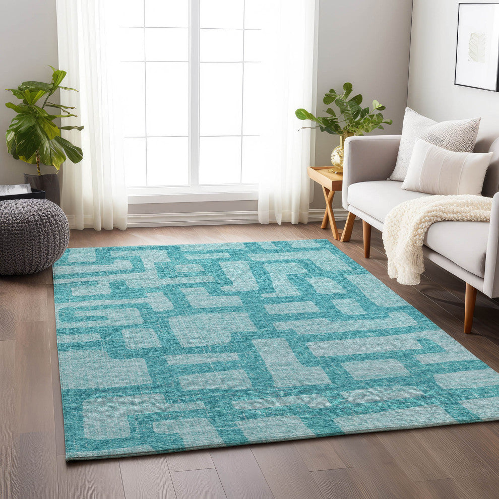 Addison Premium Washable Mayfield AMF110 Blue 3' x 5' Rug