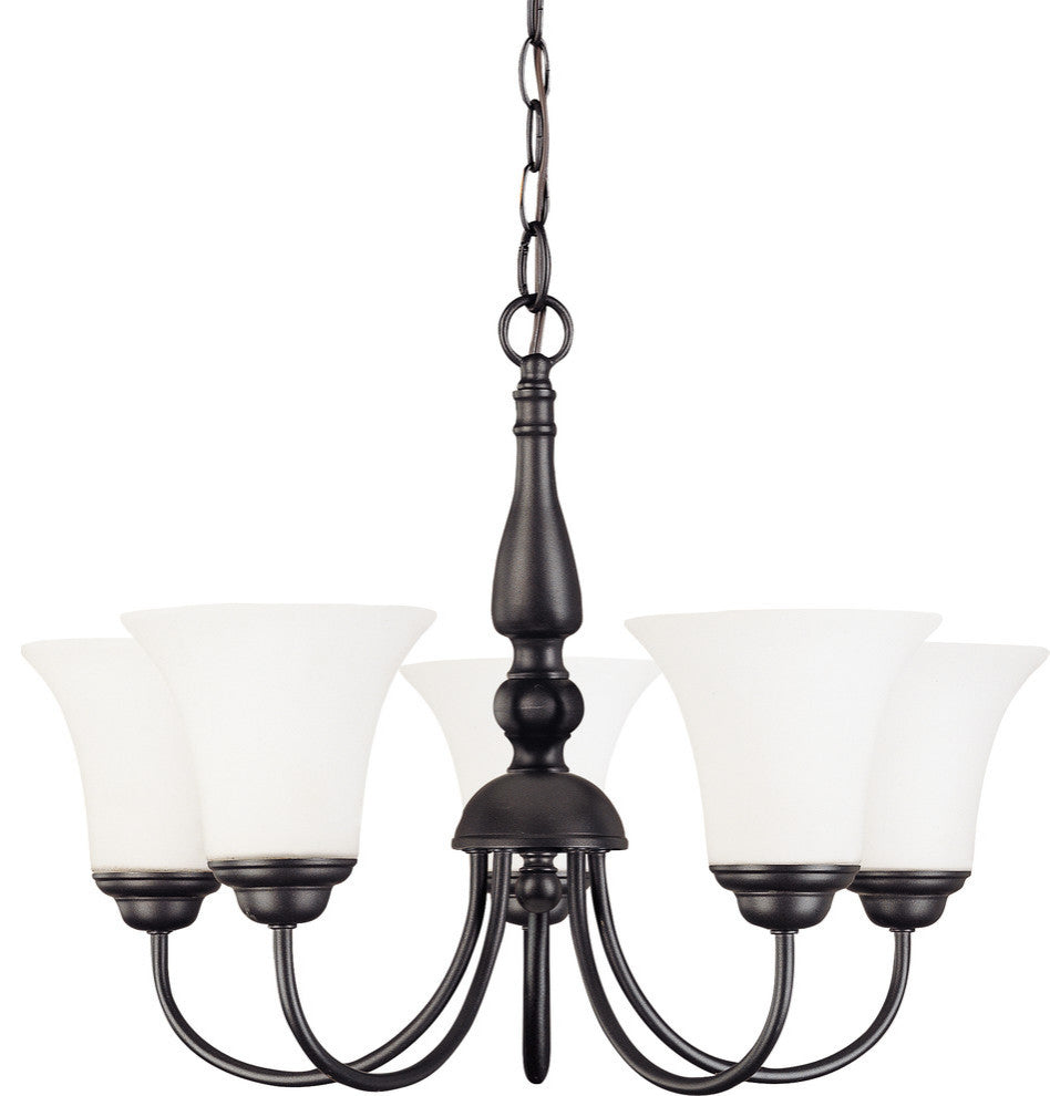 Dupont 5 Light - 21" Chandelier With Satin White Glass