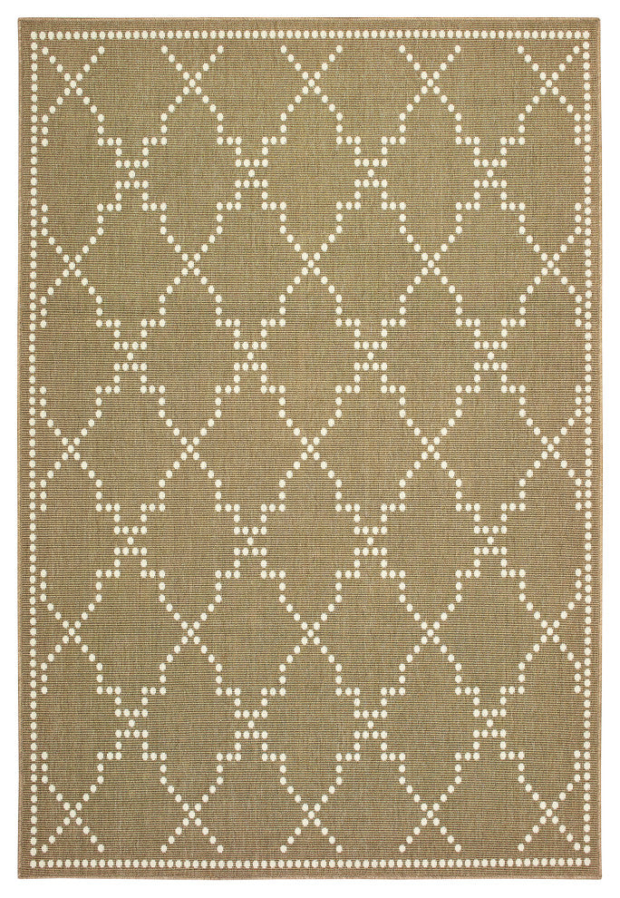 Oriental Weavers Marina Tan/ Ivory Geometric Indoor/Outdoor Rug 7'10"X10'10"