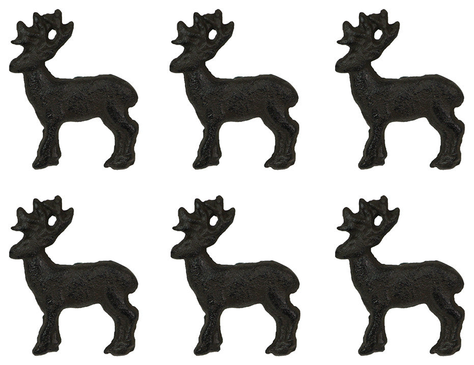 Set of 6 Cast Iron Deer Drawer Pulls Decorative Cabinet Knob Rustic Home Decor