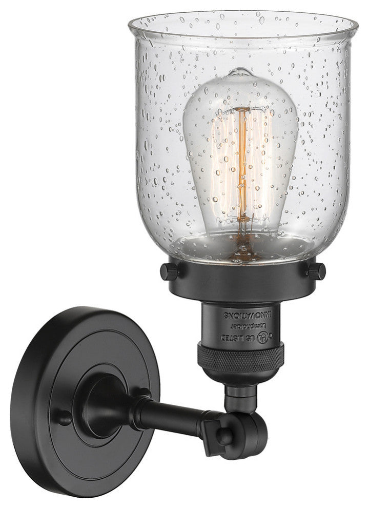 Small Bell 1-Light LED Sconce, Matte Black, Glass: Seedy