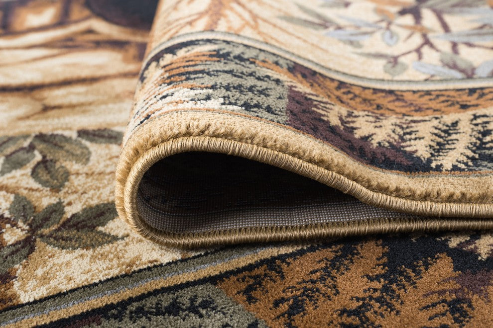 Fern Bear Novelty Lodge Pattern Beige Scatter Mat Rug, 2''x3''