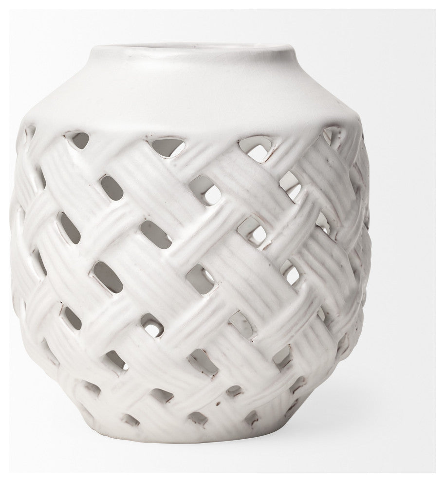 White Ceramic Latticed Vase