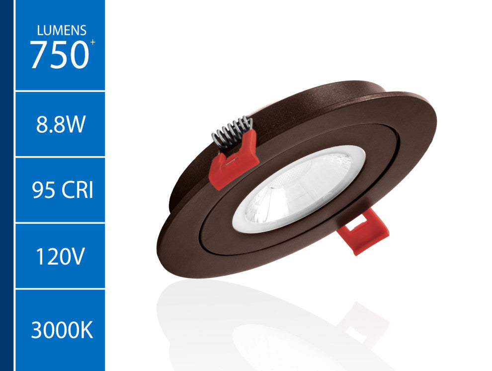 4-inch Oil-Rubbed Bronze Canless Floating Gimbal 3000K LED Recessed Downlight