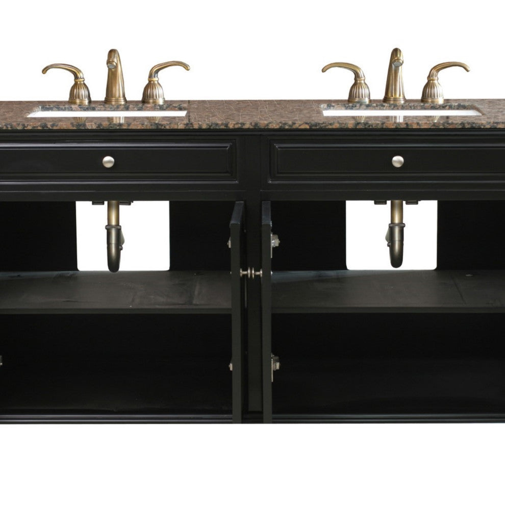 62" Double Sink Vanity-Wood-Ebony