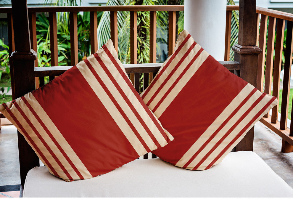 18" x 18" Stripe Indoor/Outdoor Polyester Throw Pillow, Maple Red