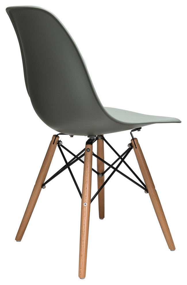 Nature Series DSW Molded Dining Chair, Beech Wood Eiffel Legs, Moss Gray