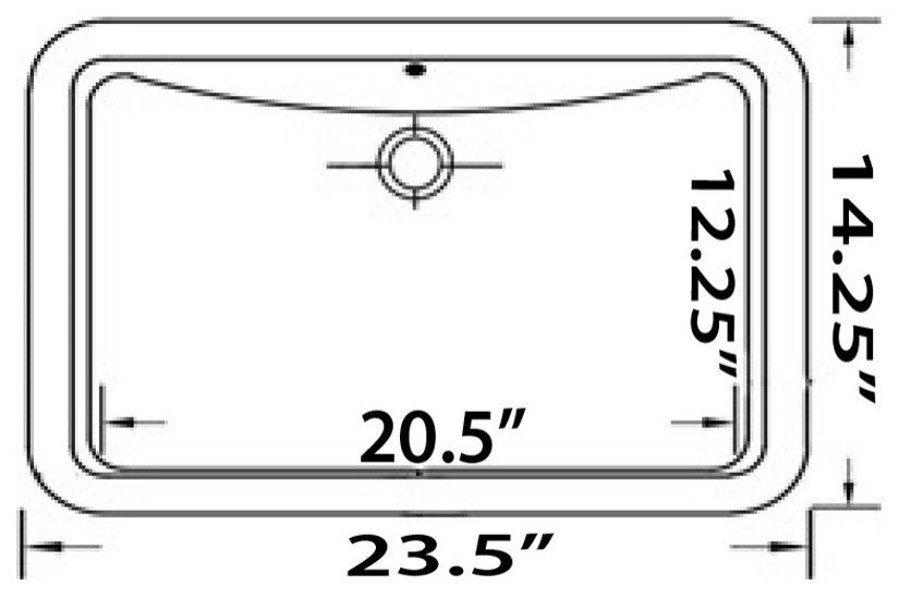 Nantucket Sinks UM-2112-W Rectangle Undermount Ceramic Vanity Sink In White