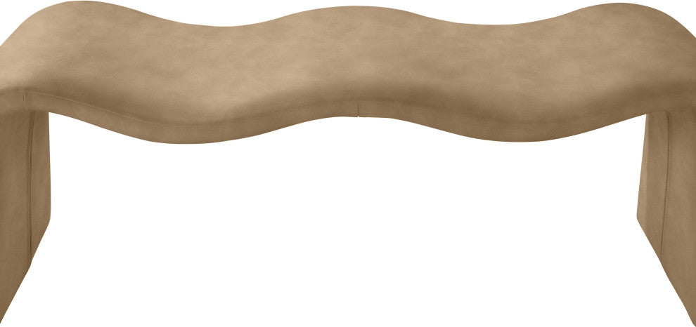 Willow Upholstered Bench, Tan, Vegan Leather