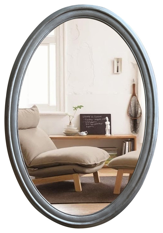 CHLOE Reflection CH8M007SV34-VOV Silver Finish Oval Wall Mirror 34`` Tall