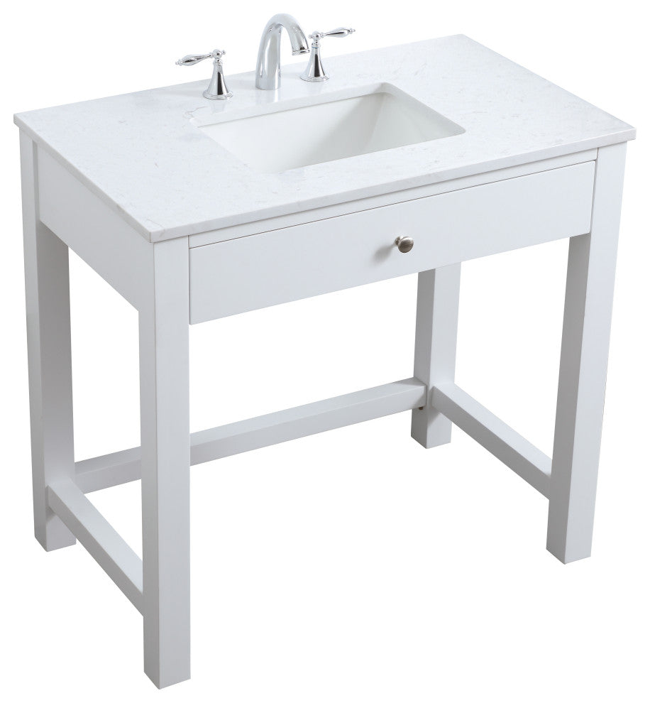 36" ADA Compliant Bathroom Vanity, White