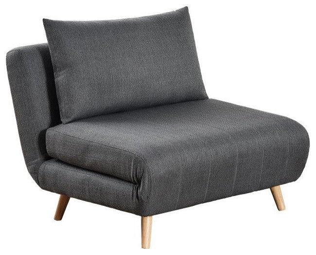 Shaw Convertible Tri-Fold Sleeper Chair with Pillow, Dark Gray