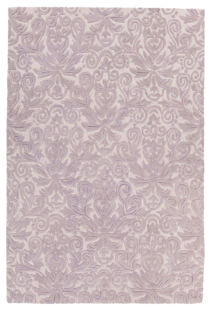 Yelena Hand Tufted Wool Rectangle Area Rug, 5' x 7'1/2", Purple/White