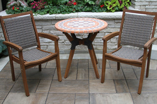 Stacking Gray Wicker and Eucalyptus Armchair